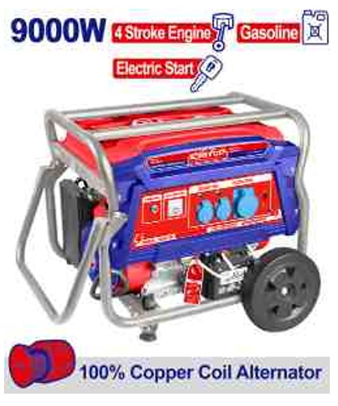 Professional Gasoline Generator 9kW 7.5kW Output 220-240V 50Hz - 4-Stroke Engine 457mL Displacement Electric Start 95kg Recoil Auxiliary Handles